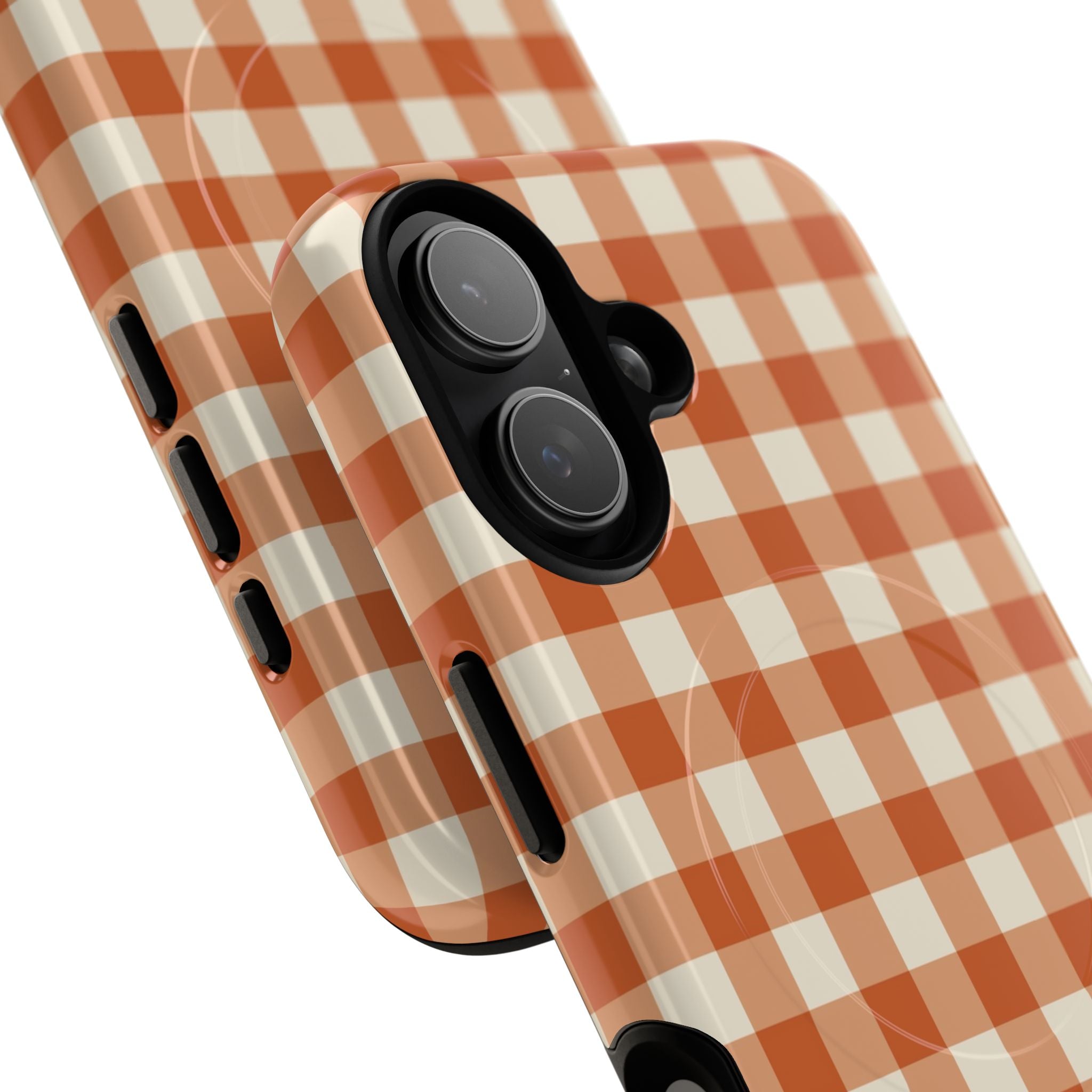 Terracotta & Cream Gingham Magnetic Phone Case by etchd, view 87