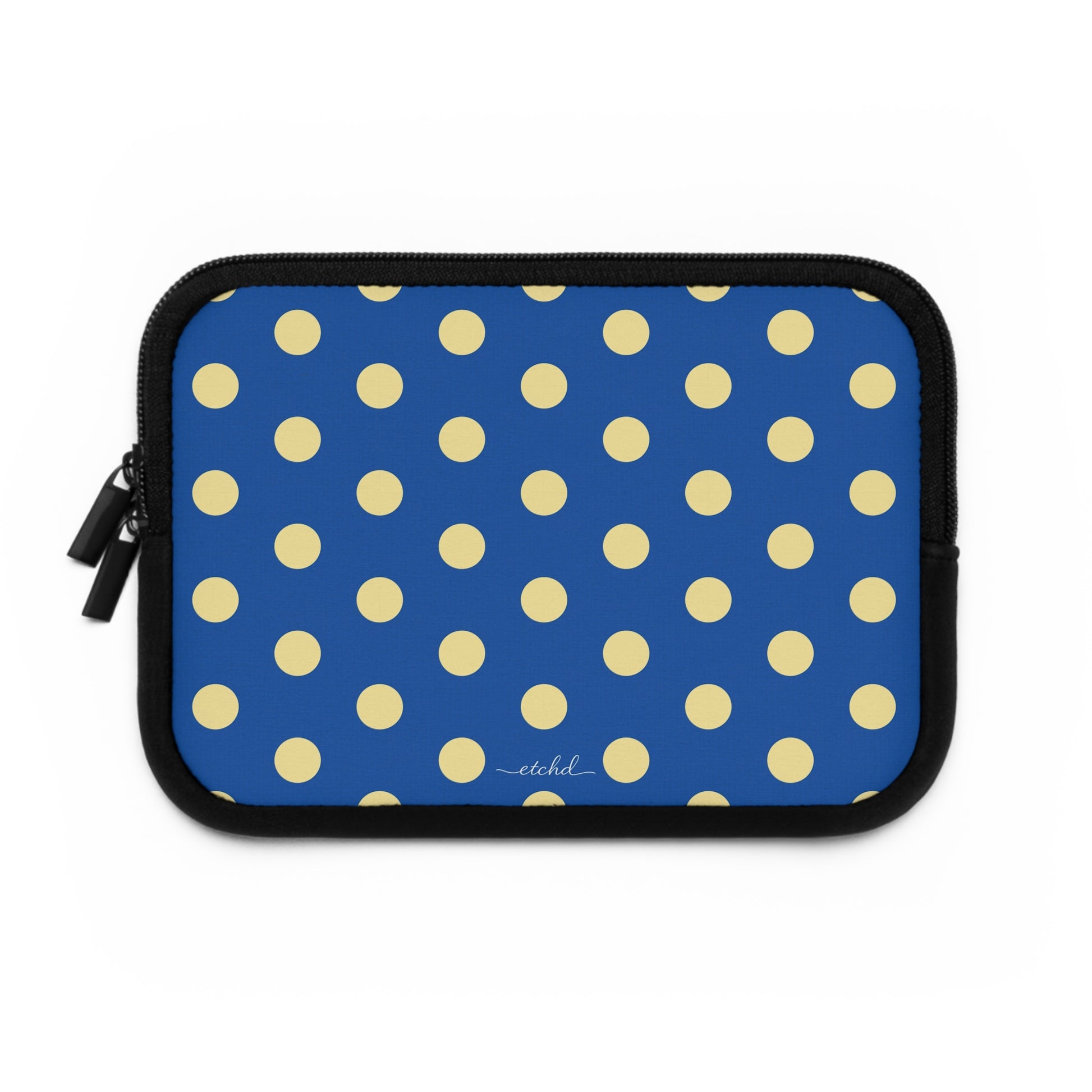Butter And Cobalt Polka Dot Laptop Sleeve by etchd, view 2