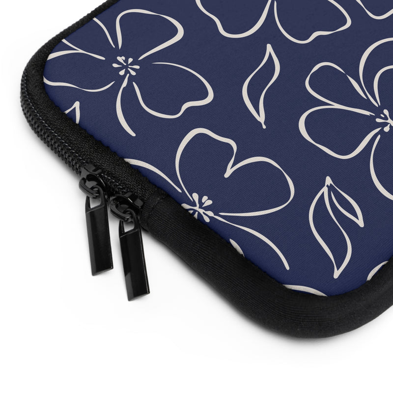 Navy & Cream Floral Laptop Sleeve by etchd, view 12