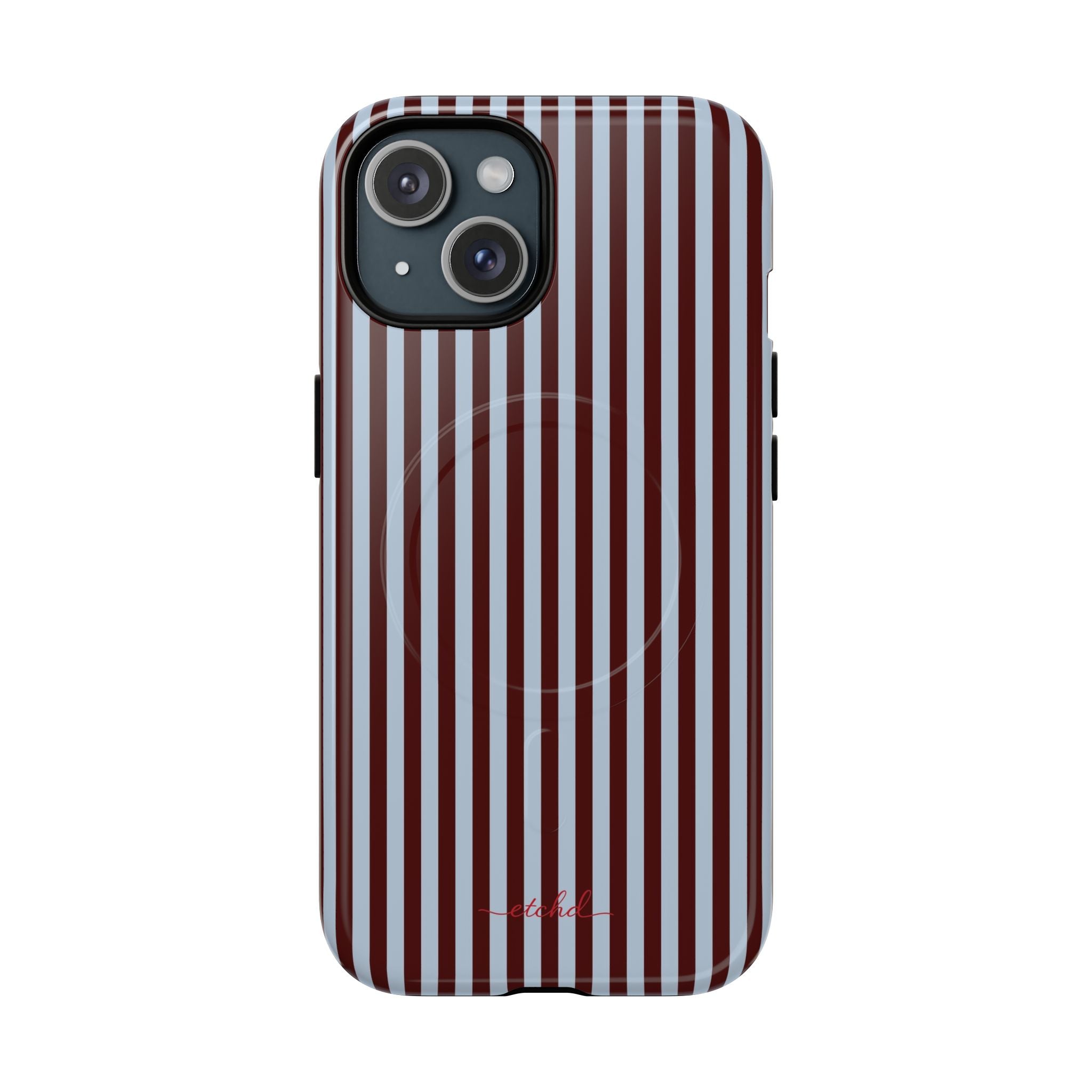 Blue & Cherry Striped Magnetic Phone Case by etchd, view 2
