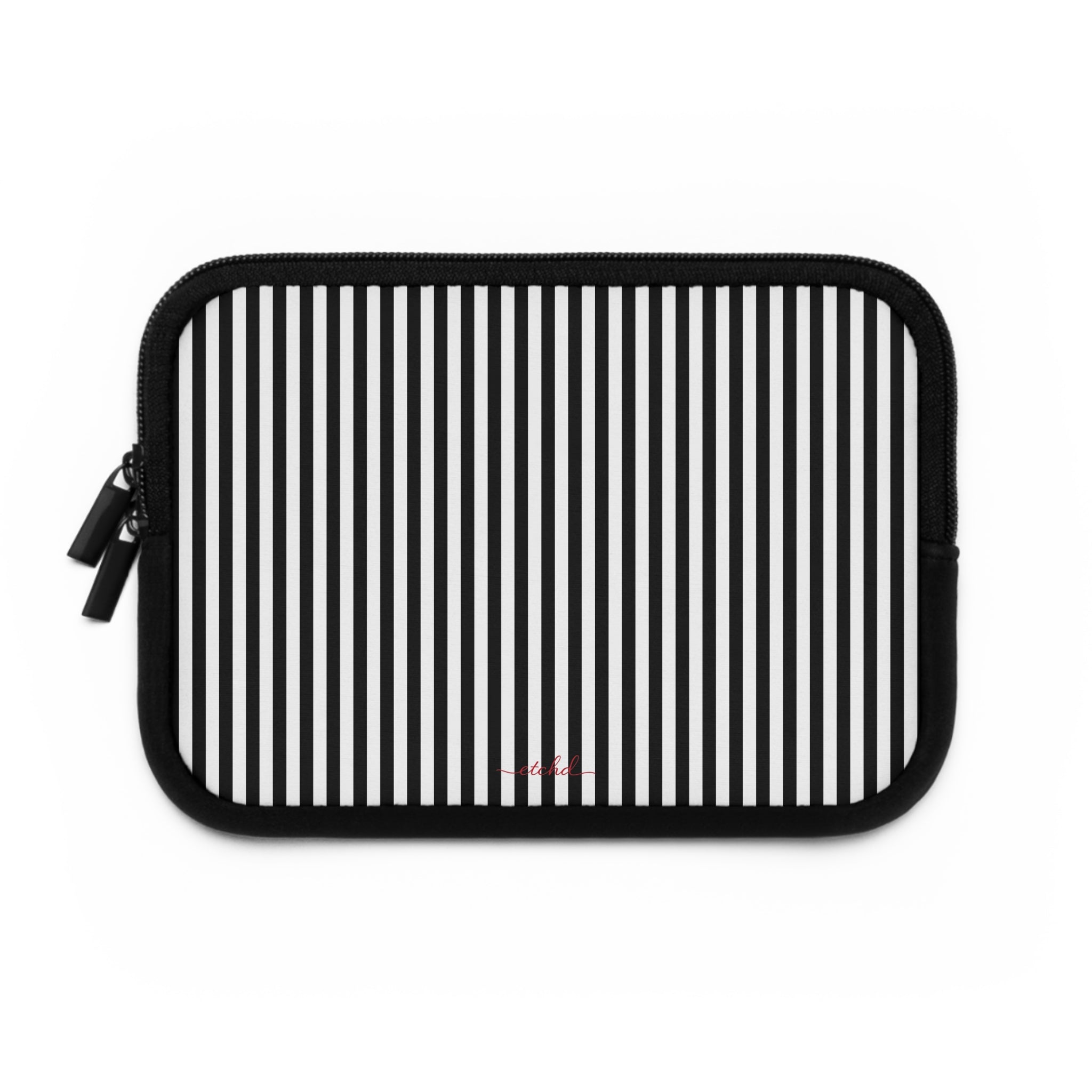Black & White Striped Laptop Sleeve by etchd, view 2