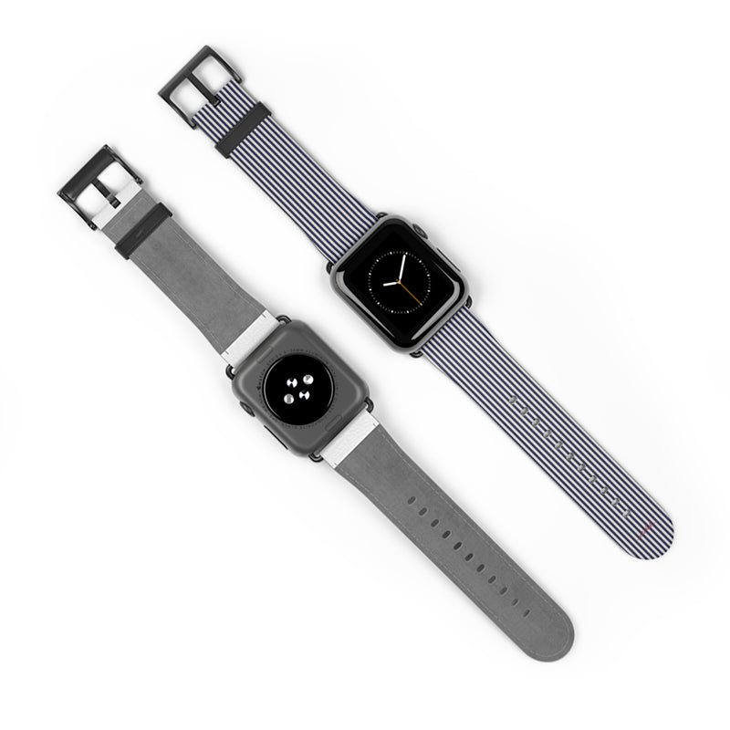 Navy & Cream Striped Smartwatch Strap by etchd, view 10