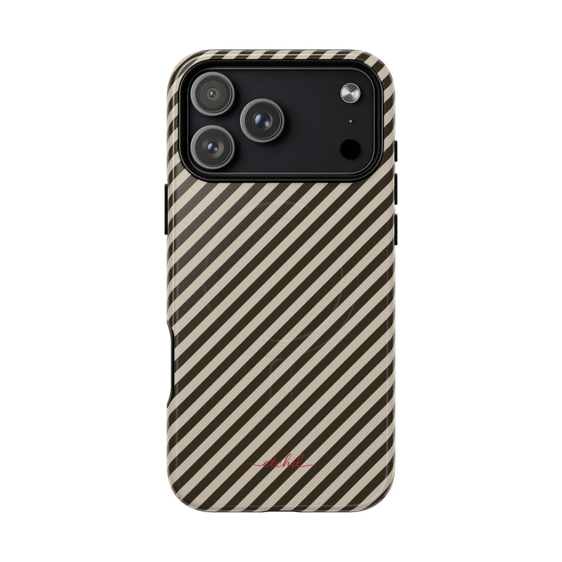 Cream & Brown Striped Diagonal Magnetic Phone Case by etchd, view 31