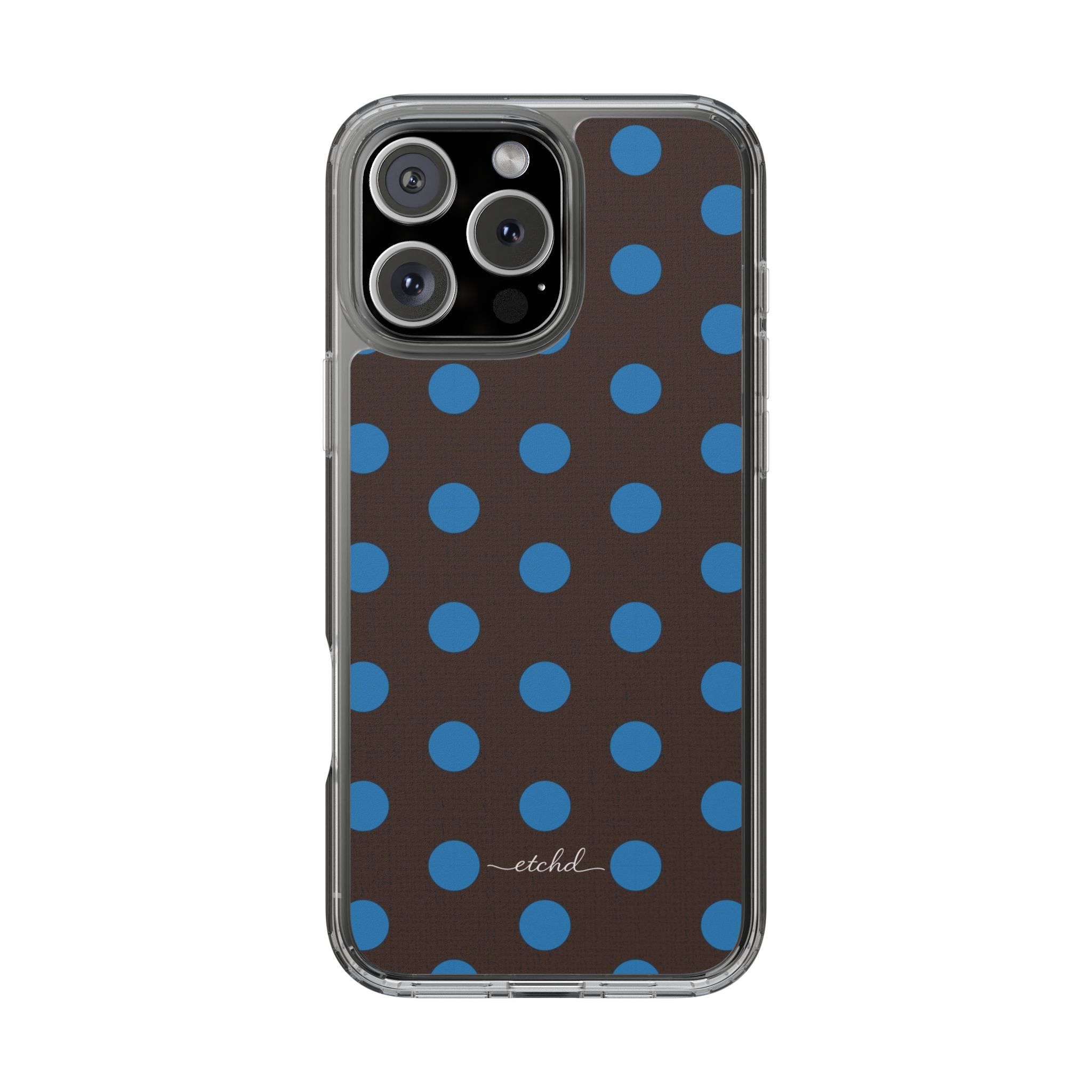 Cerulean And Espresso Polka Dot Coque téléphone transparente par etchd