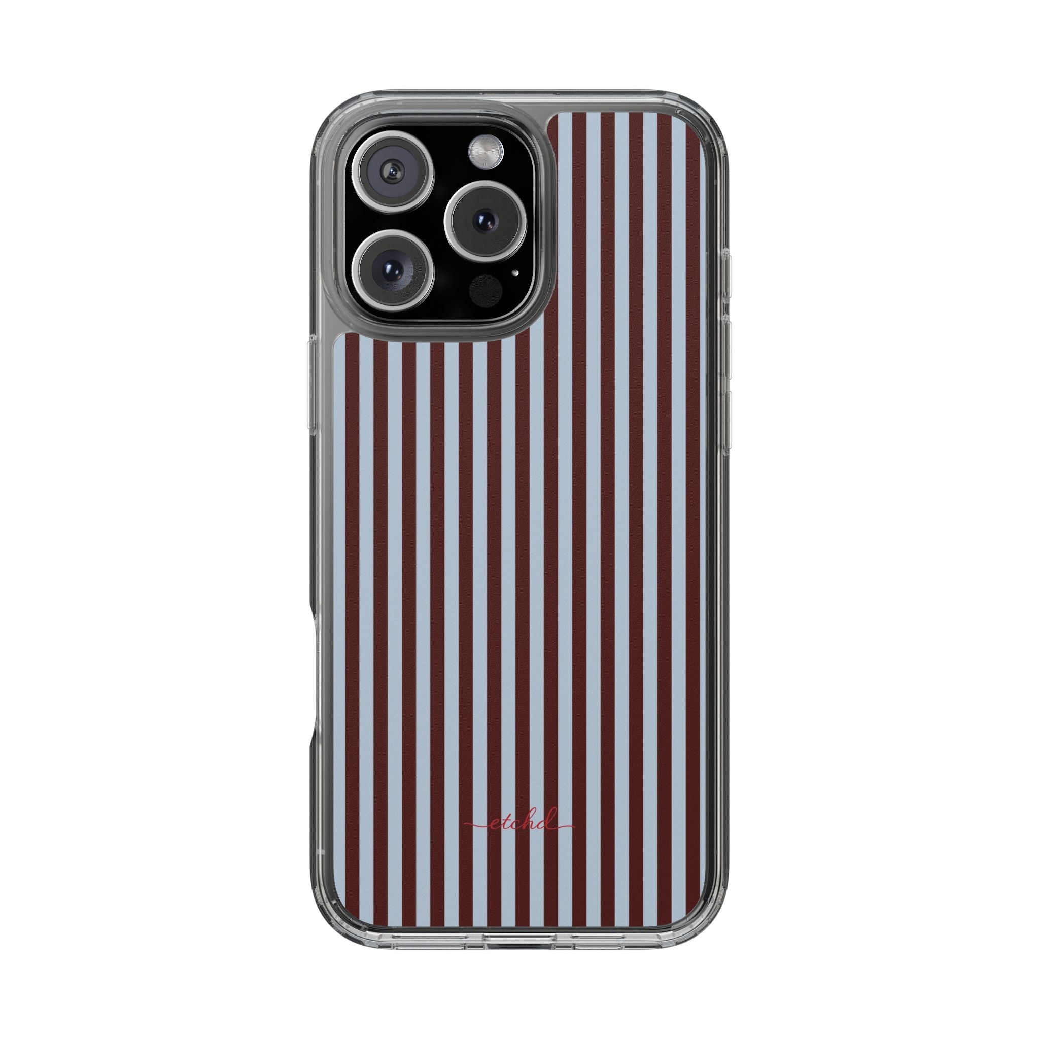 Blue & Cherry Striped Clear Phone Case by etchd