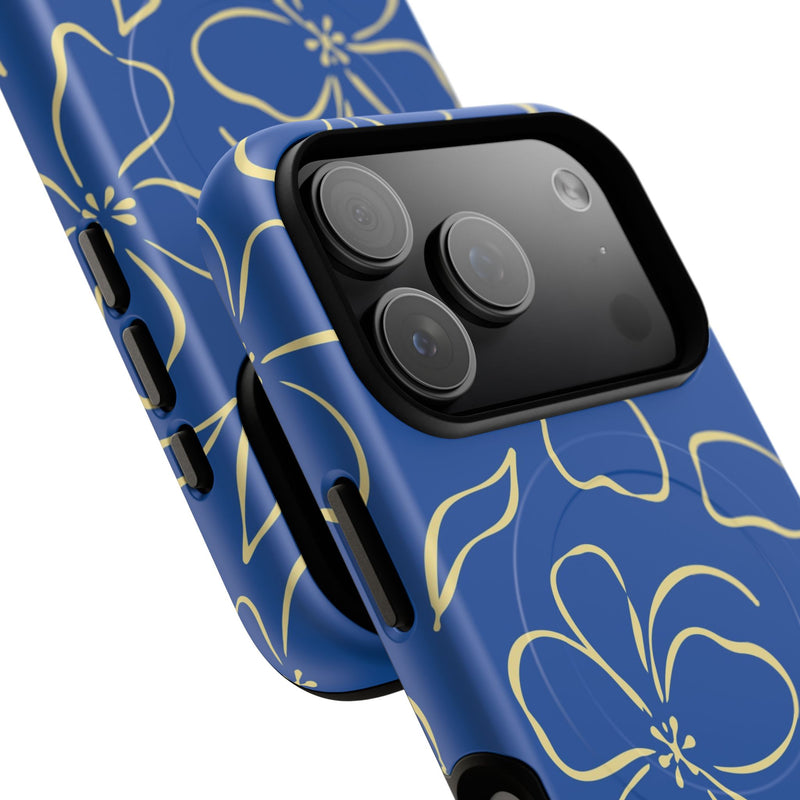 Cobalt & Butter Floral Magnetic Phone Case by etchd, view 100