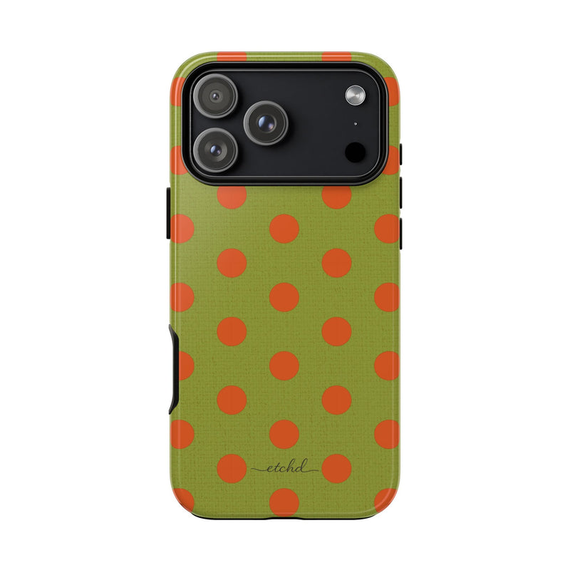 Persimmon & Wasabi Polka Dot Phone Case by etchd, view 59