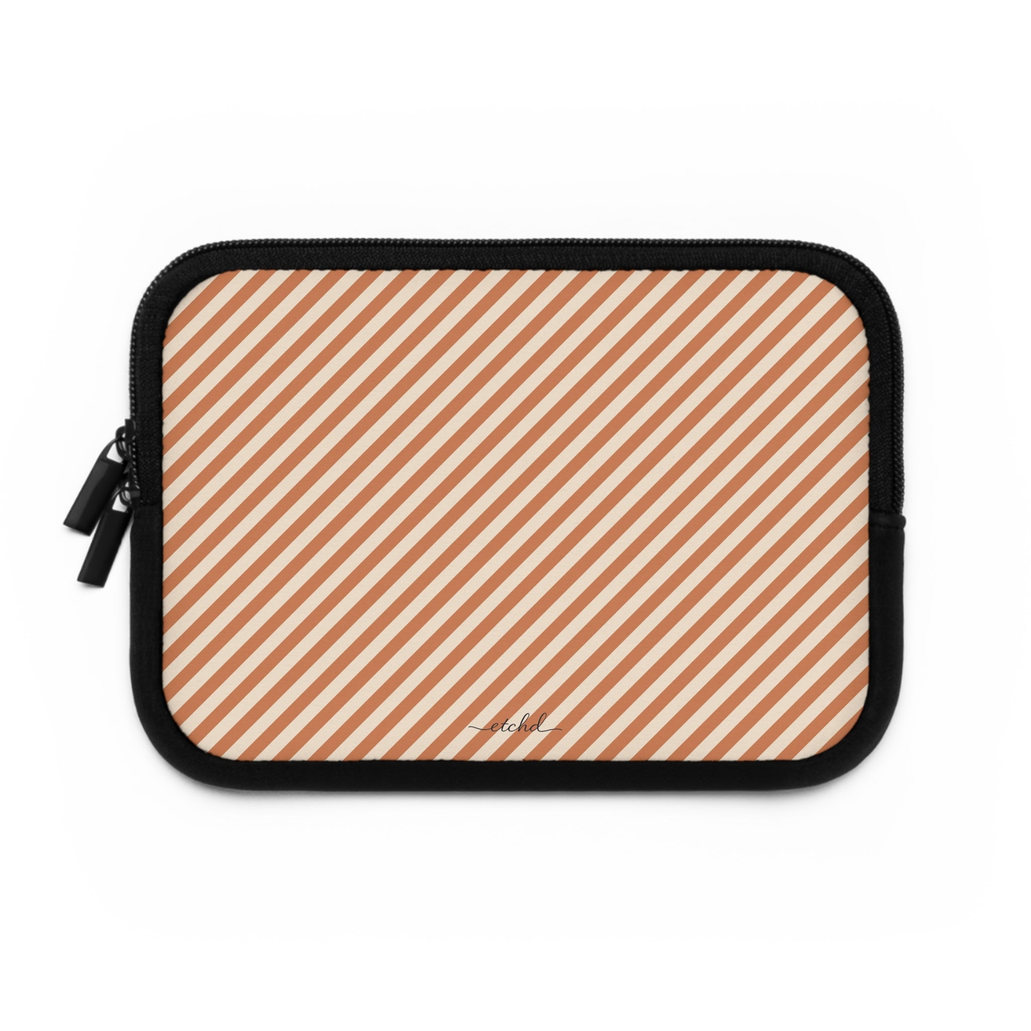 Terracotta & Cream Striped Diagonal Laptop Sleeve by etchd, view 2