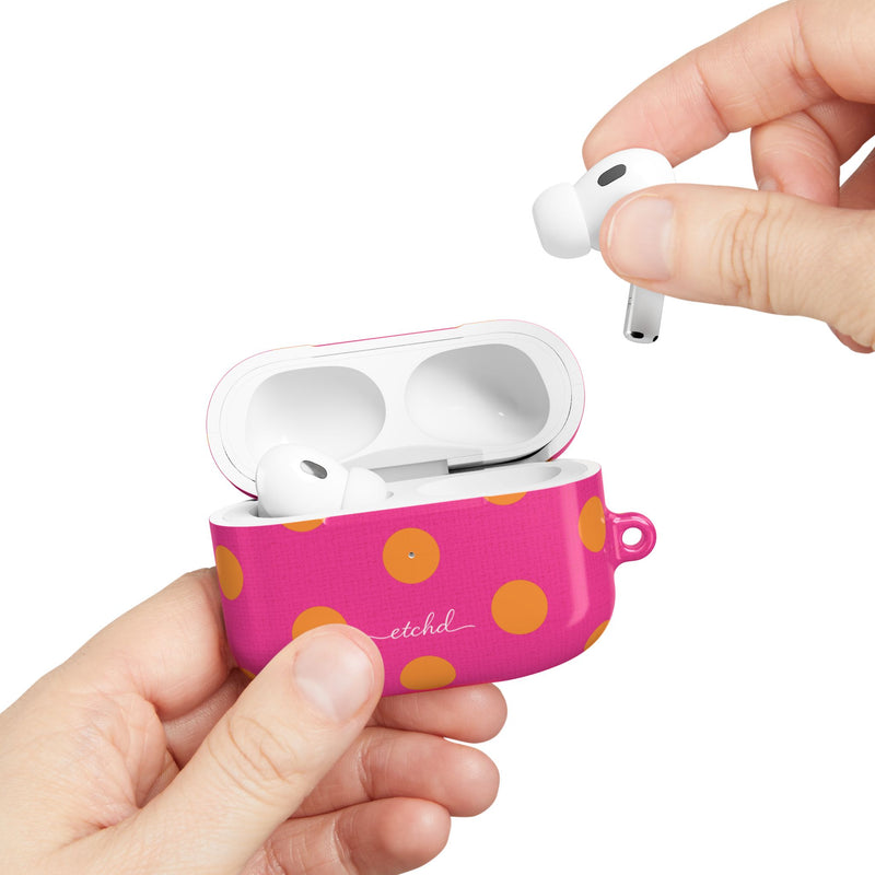 Orange & Pink Polka Dot AirPod Case by etchd, view 11