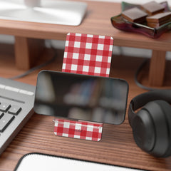 Classic Red & White Gingham Phone Stand by etchd, view 4