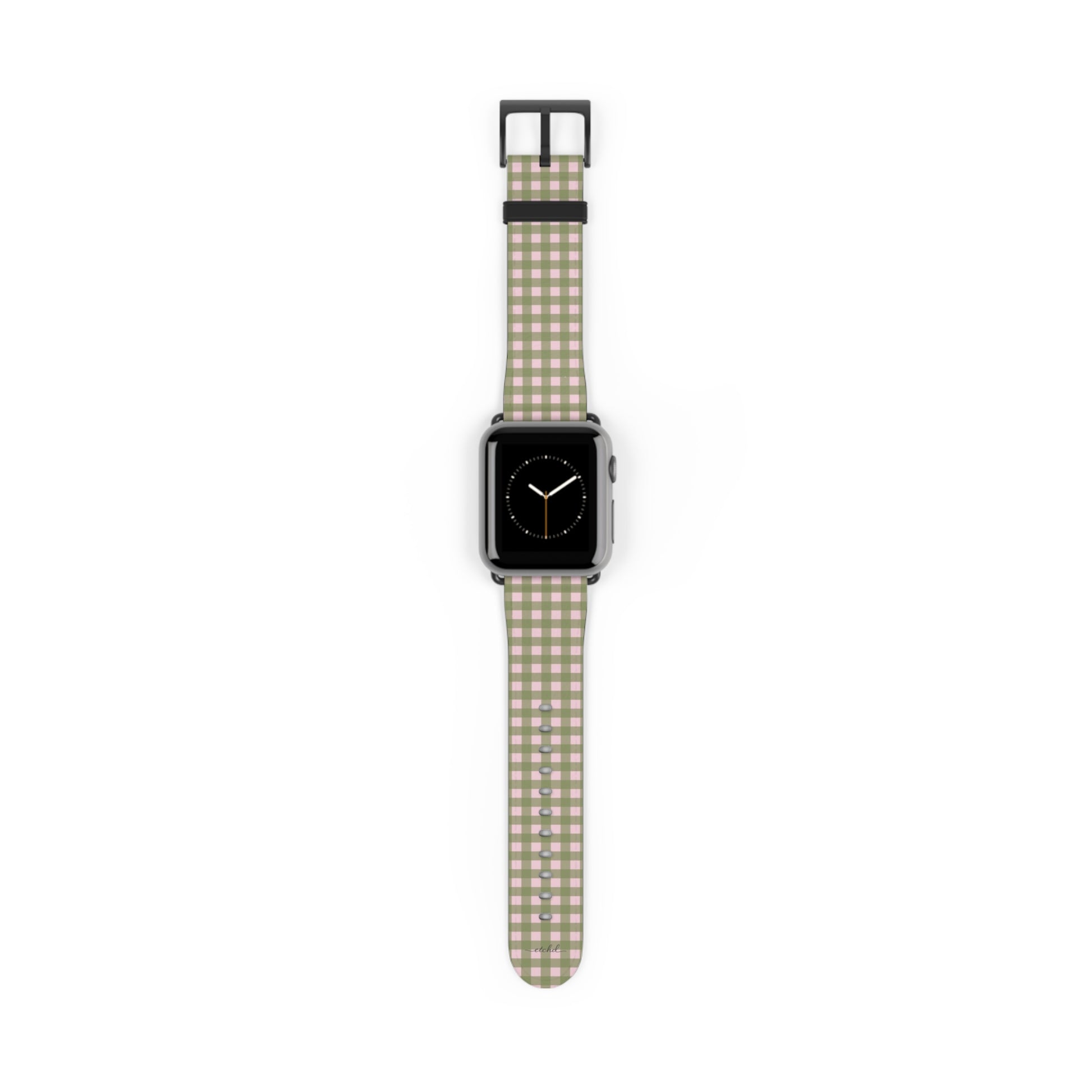 Green & Pink Gingham Cinturino per smartwatch di etchd