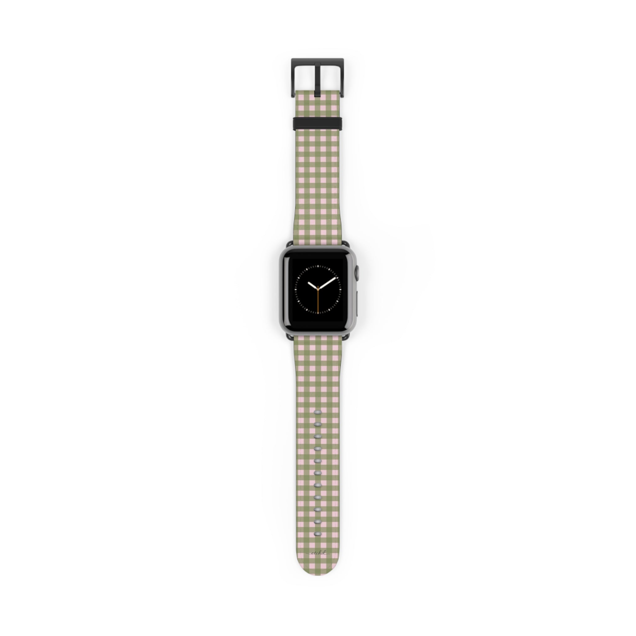 Green & Pink Gingham Smartwatch Strap by etchd