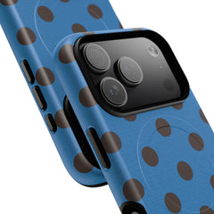 Espresso & Cerulean Polka Dot Magnetic Phone Case by etchd, view 100