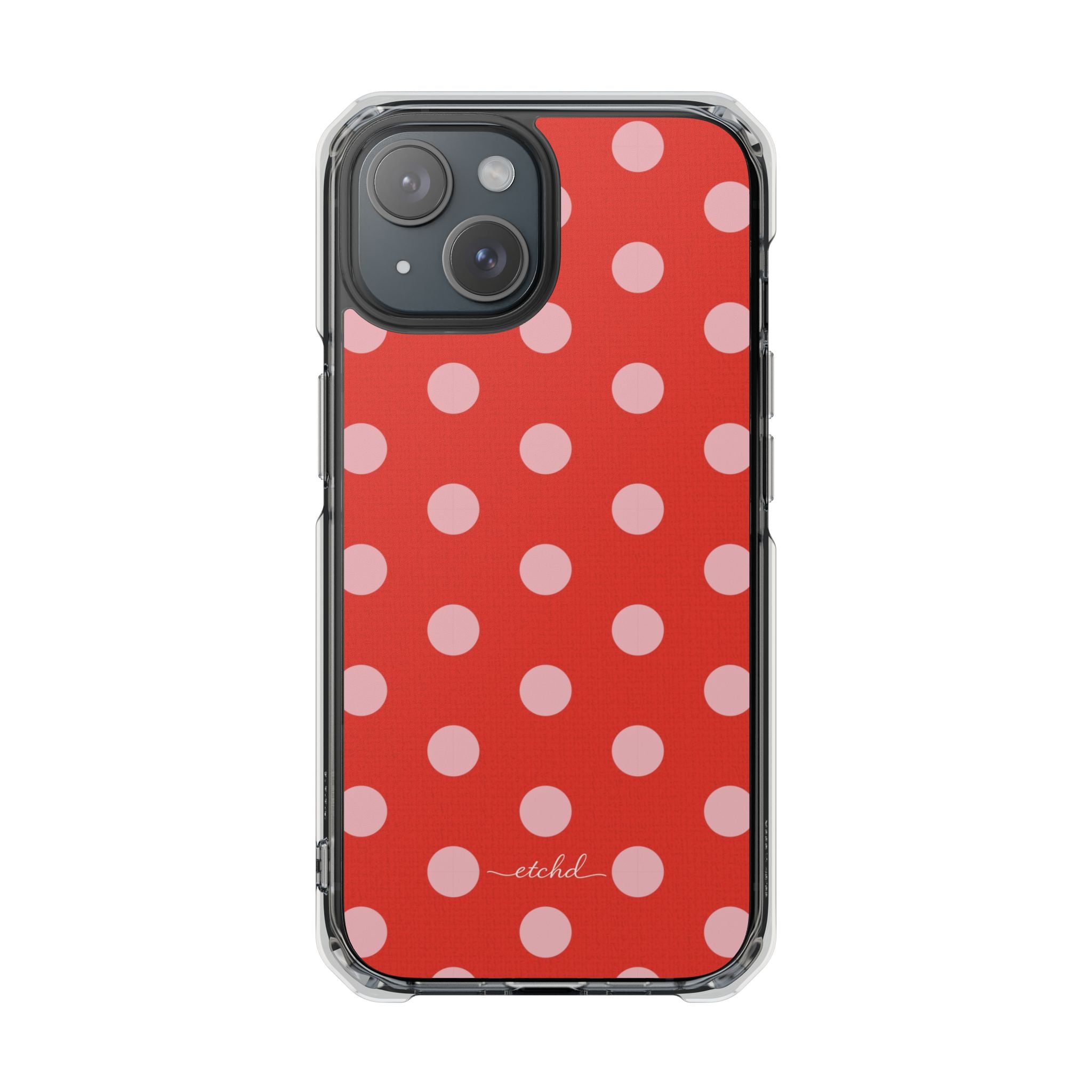 Blush & Poppy Polka Dot Clear Magnetic Phone Case by etchd, view 2