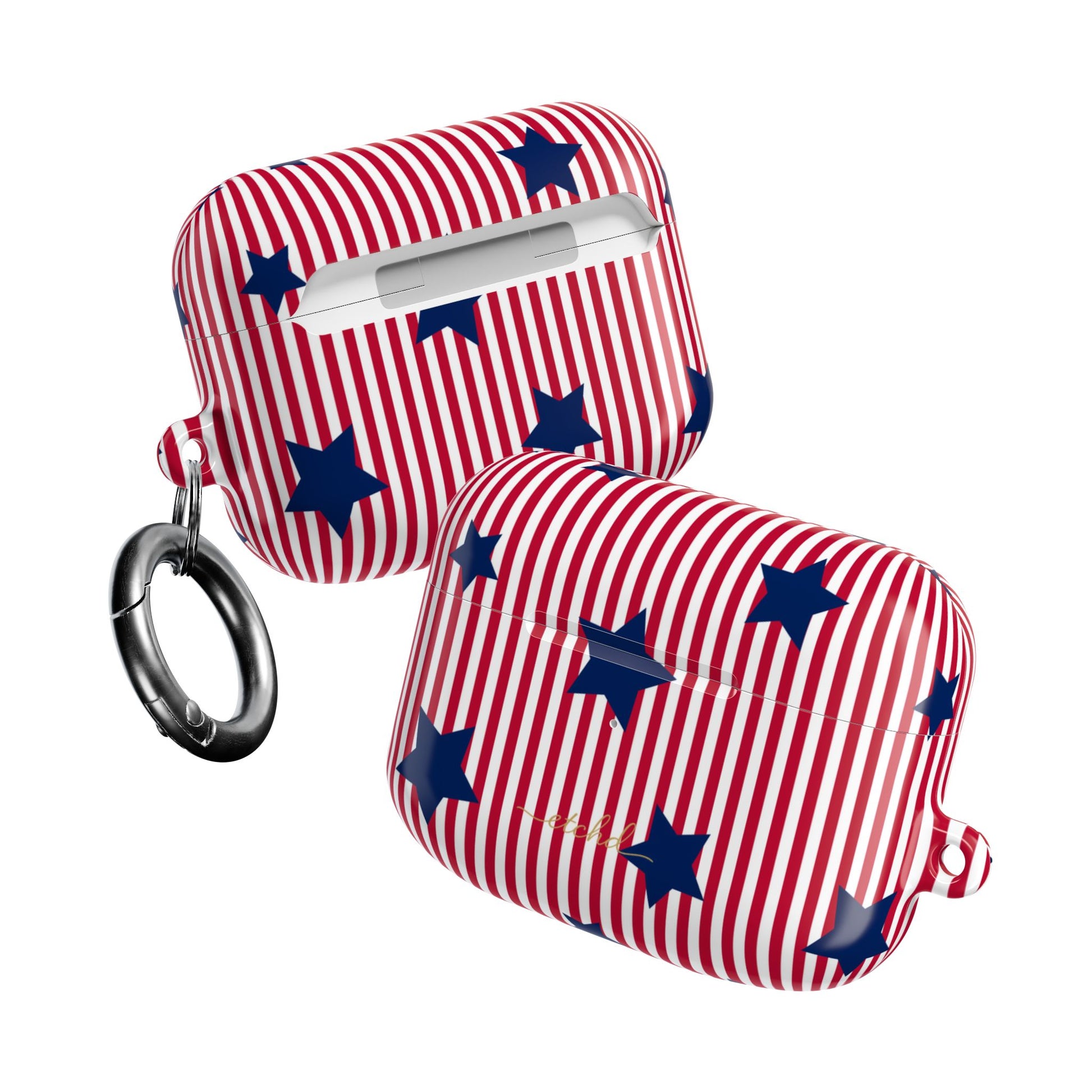 Red Stripes & Blue Stars AirPod Case by etchd, view 10