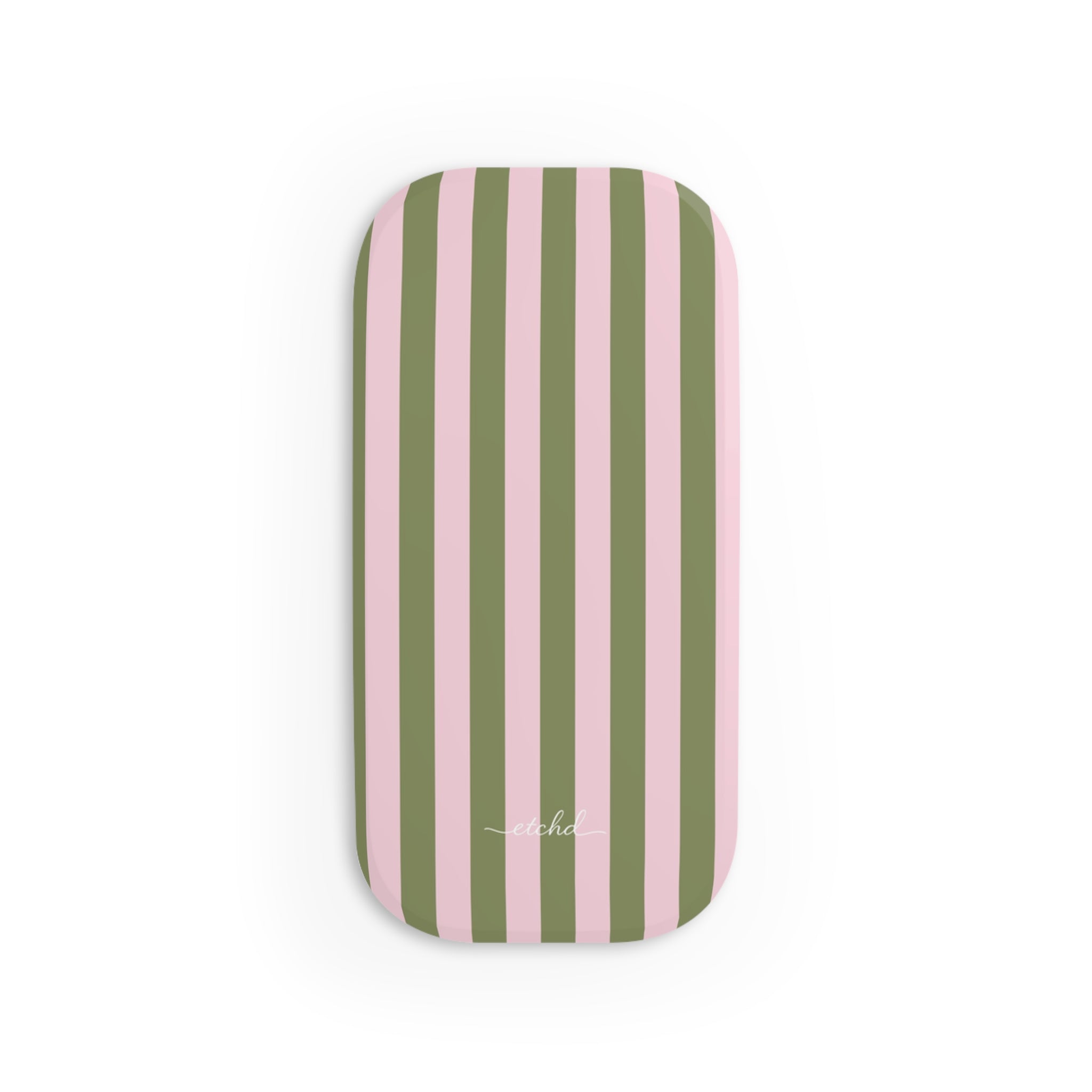 Green & Pink Striped Click-On Phone Grip by etchd, view 2