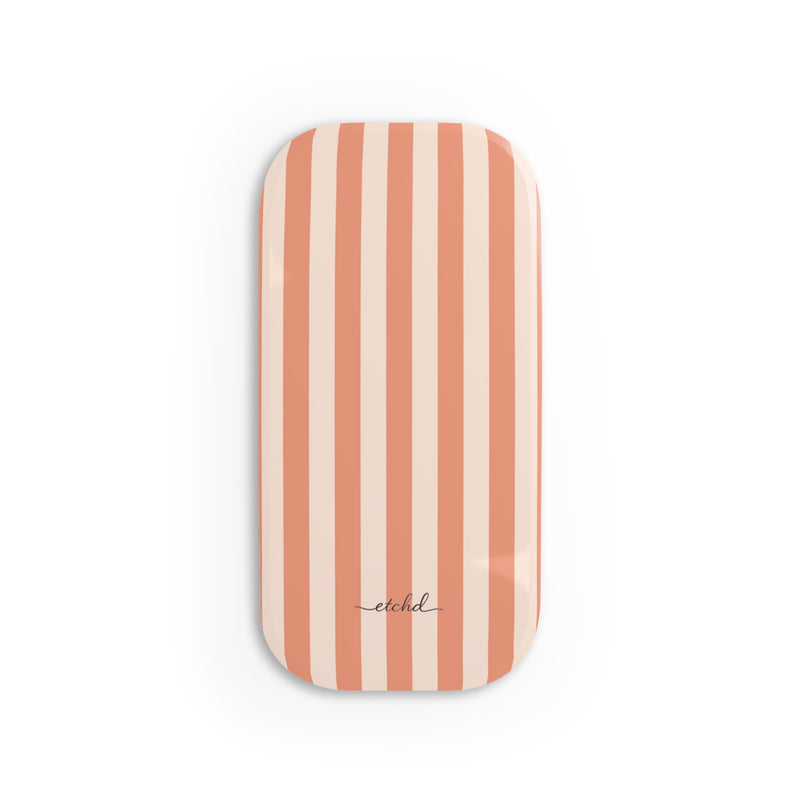 Coral & Cream Striped Agarre clipsable para móvil de etchd