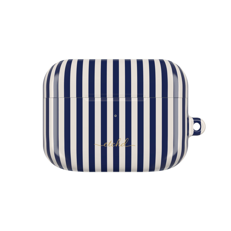 Navy & Cream Striped AirPod Case by etchd