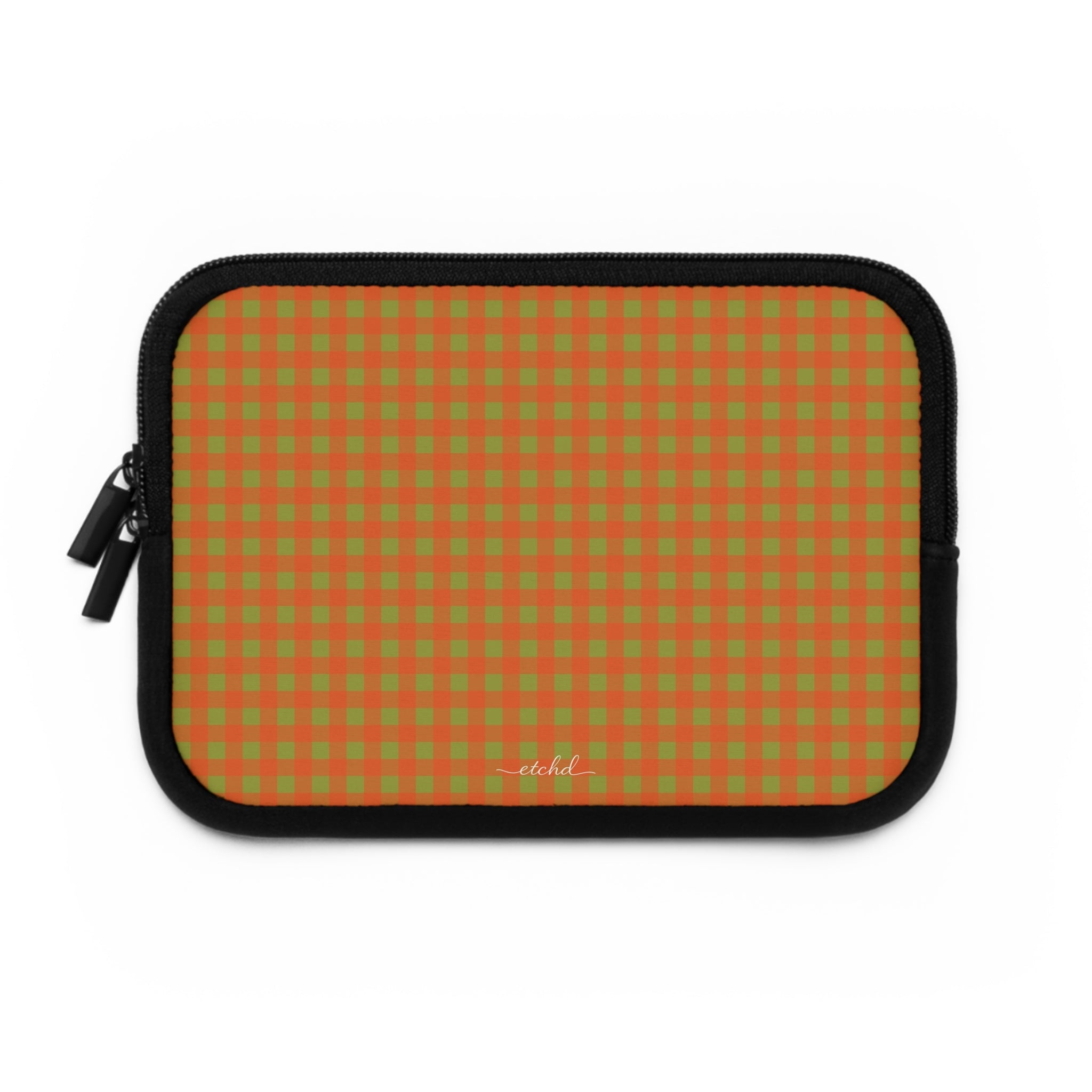 Persimmon & Wasabi Gingham Laptop Sleeve by etchd, view 2