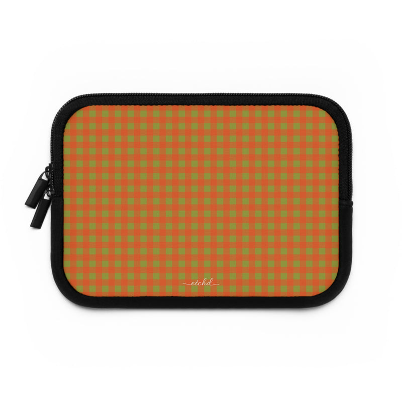 Persimmon & Wasabi Gingham Laptop Sleeve by etchd, view 2