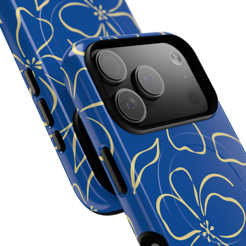 Cobalt & Butter Floral Magnetic Phone Case by etchd, view 99