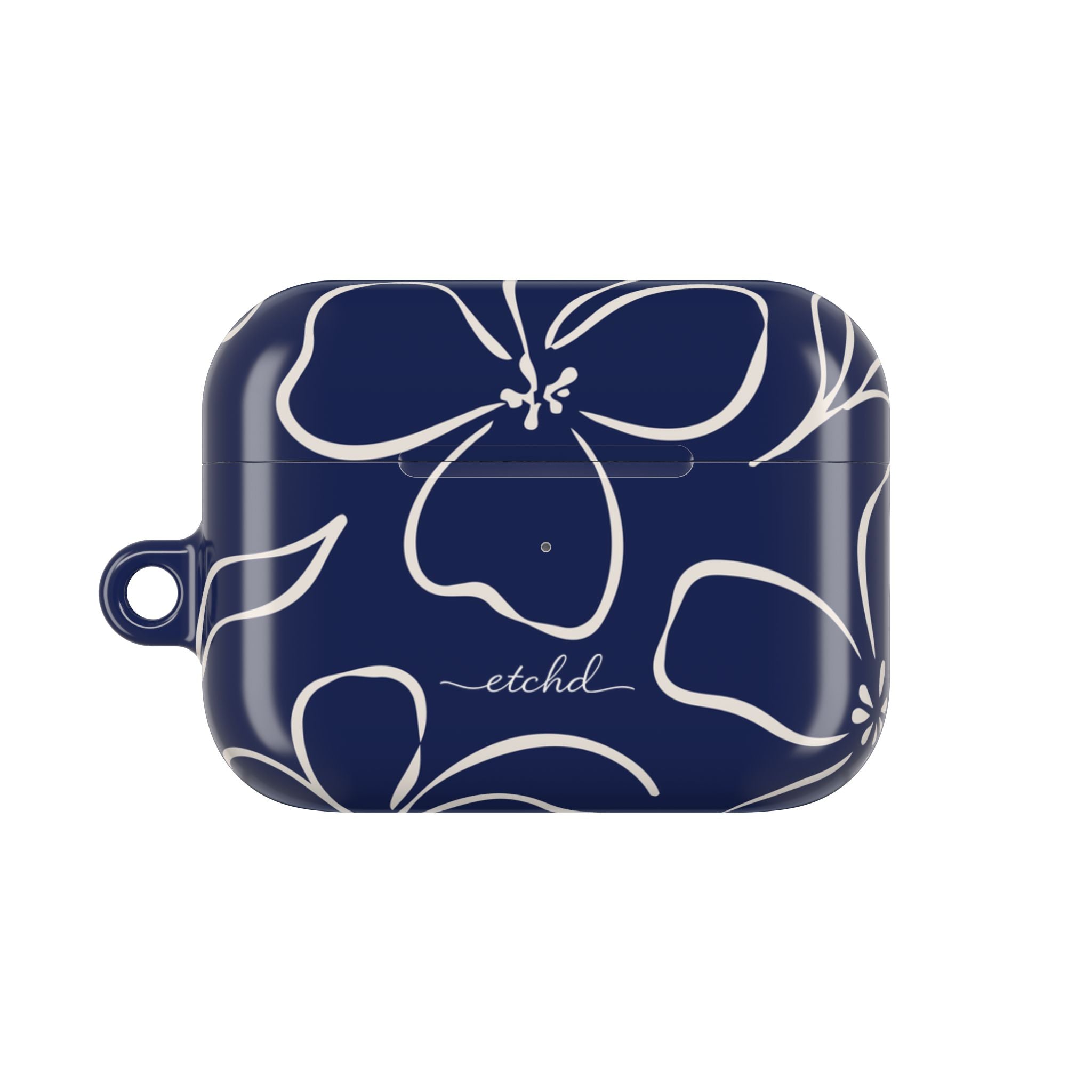 Navy & Cream Floral AirPod Case by etchd, view 2