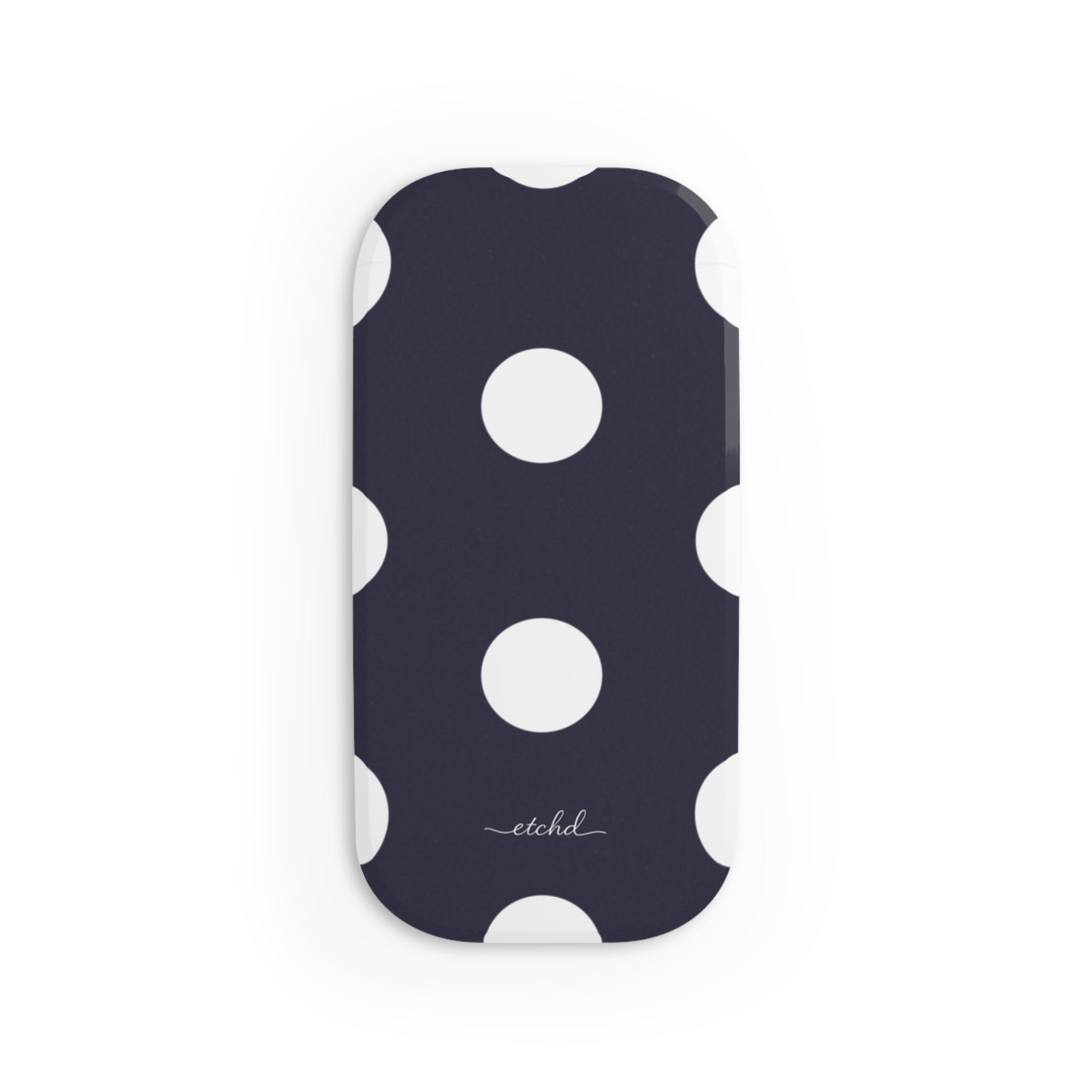 White & Navy Polka Dot Anello clip per telefono di etchd, vista 2