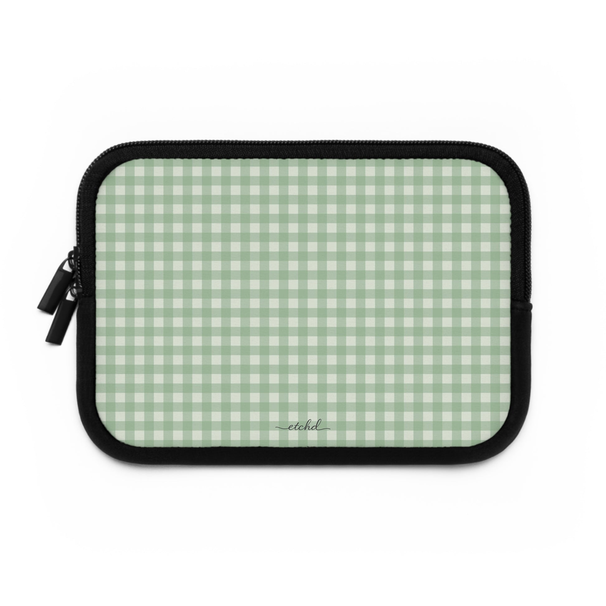 Sage & Cream Gingham Custodia per laptop di etchd, vista 2