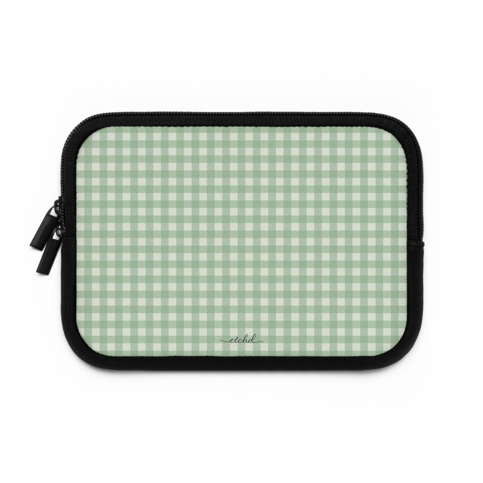 Sage & Cream Gingham Laptop Sleeve by etchd, view 2