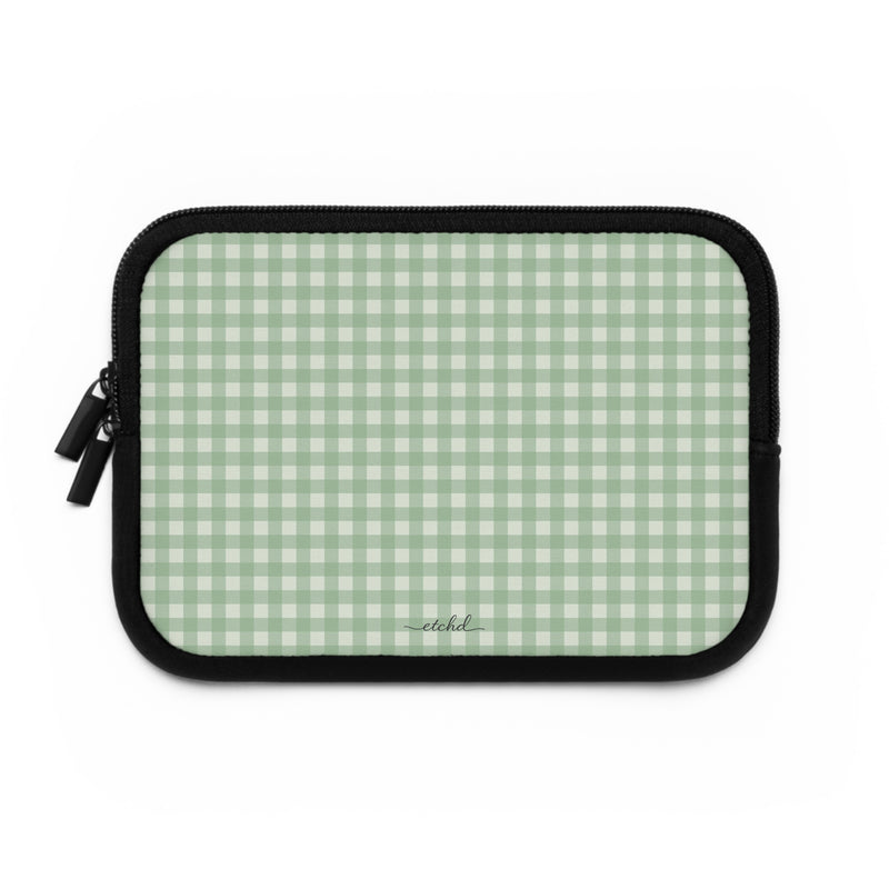 Sage & Cream Gingham Custodia per laptop di etchd, vista 2
