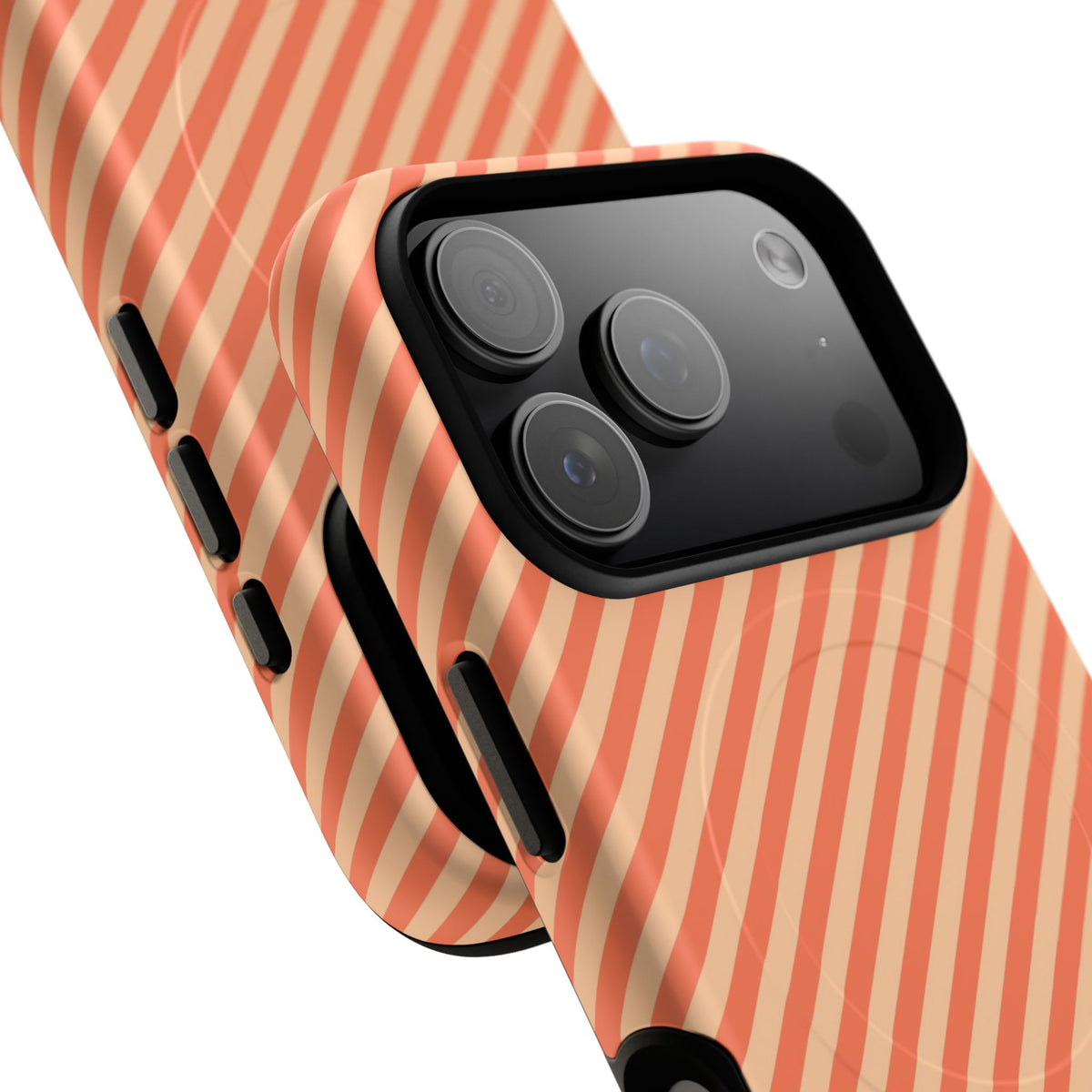 Coral & Peach Striped Diagonal Magnetic Phone Case by etchd, view 100