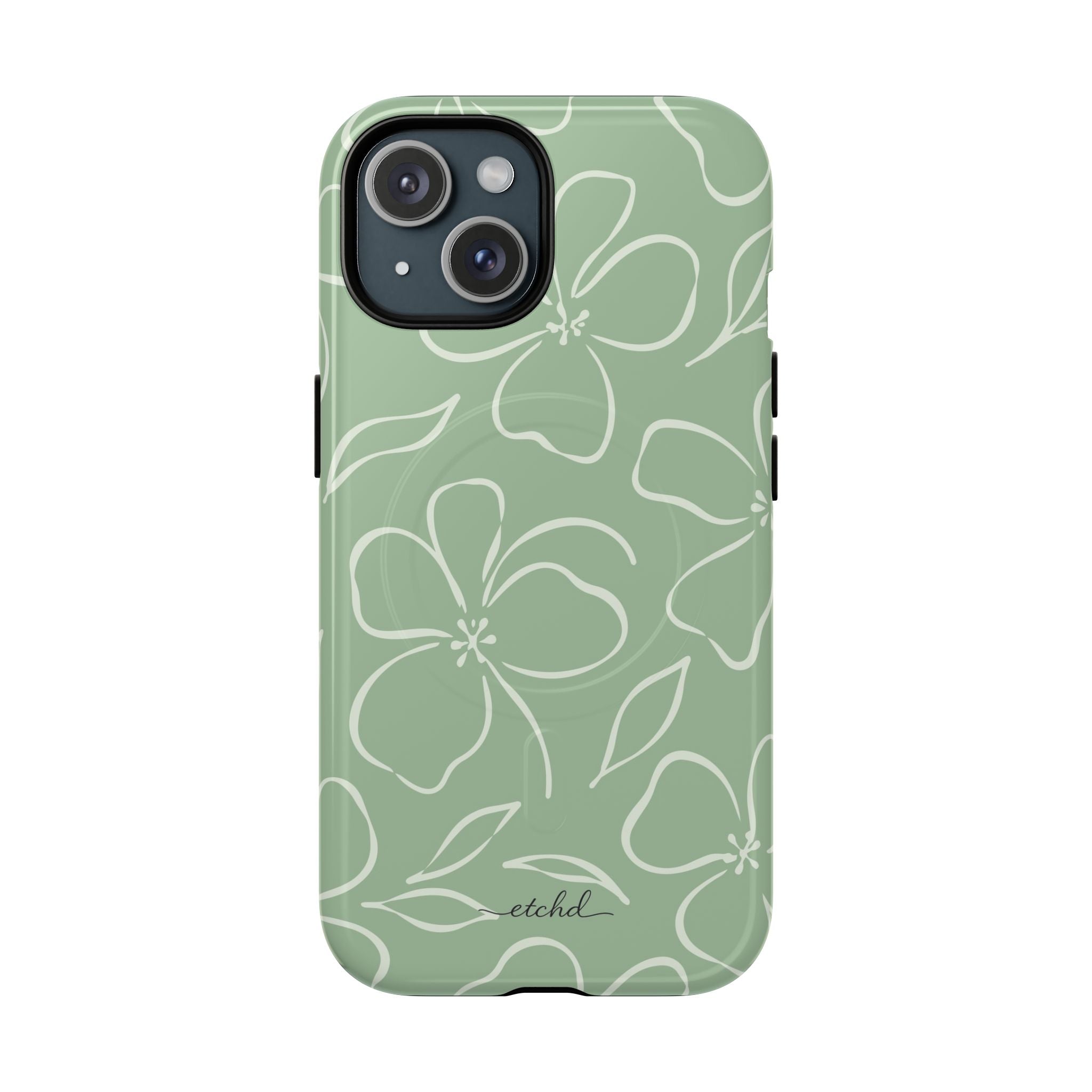 Sage & Cream Floral Funda magnética para móvil de etchd, vista 2