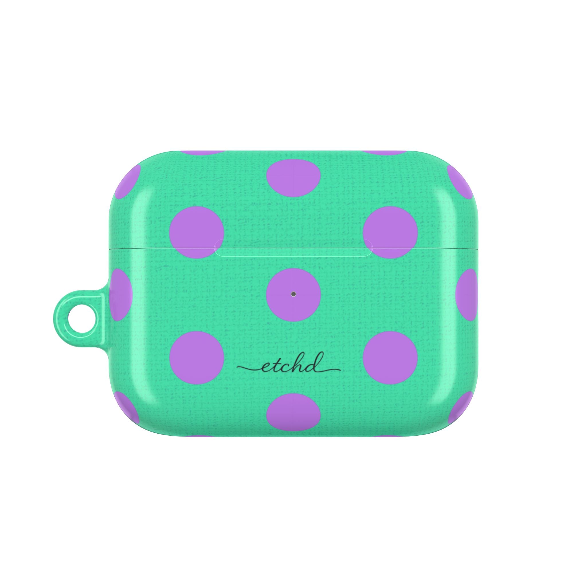 Lilac & Hypermint Polka Dot AirPod Case by etchd, view 2