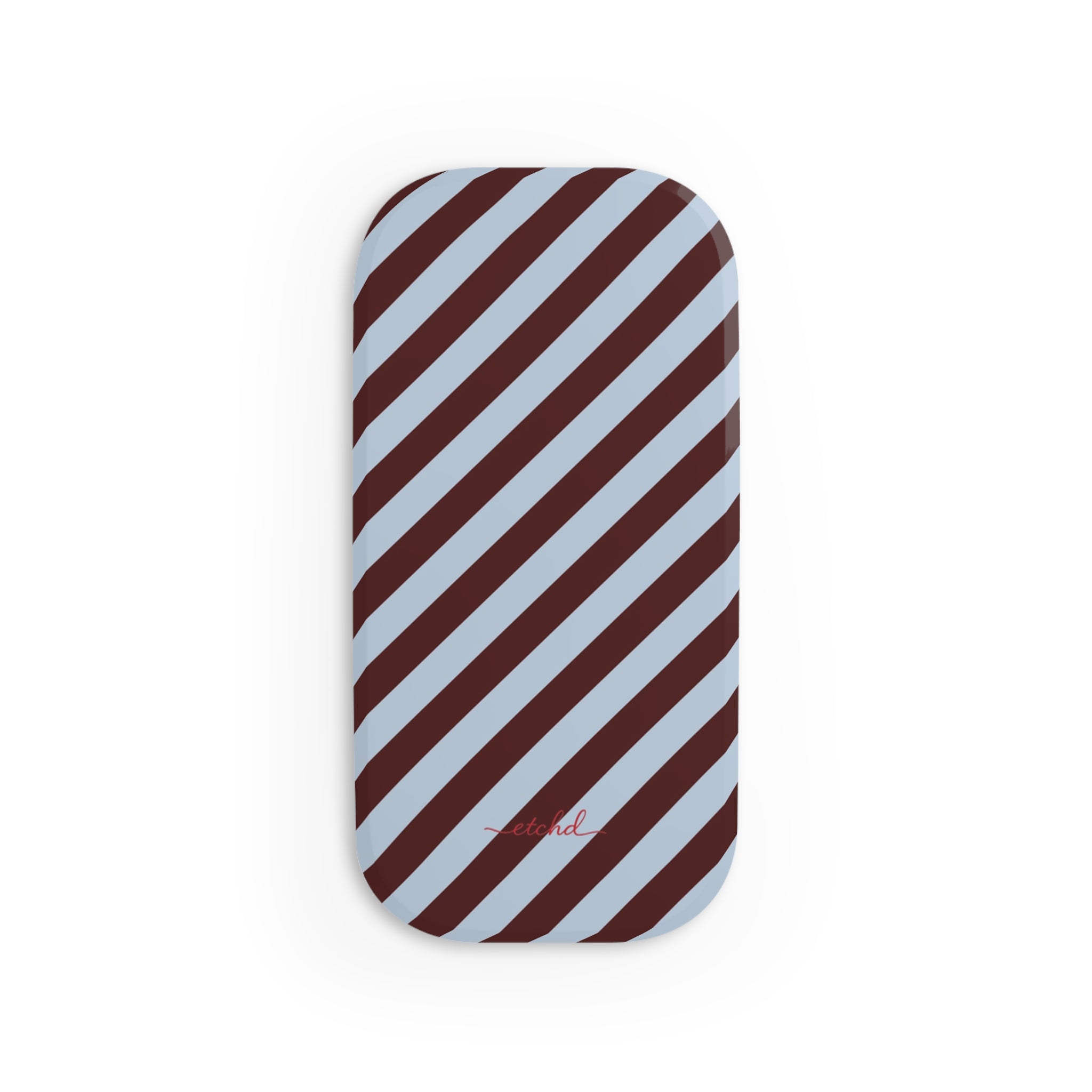 Blue & Cherry Striped Diagonal Click-On Phone Grip by etchd, view 2