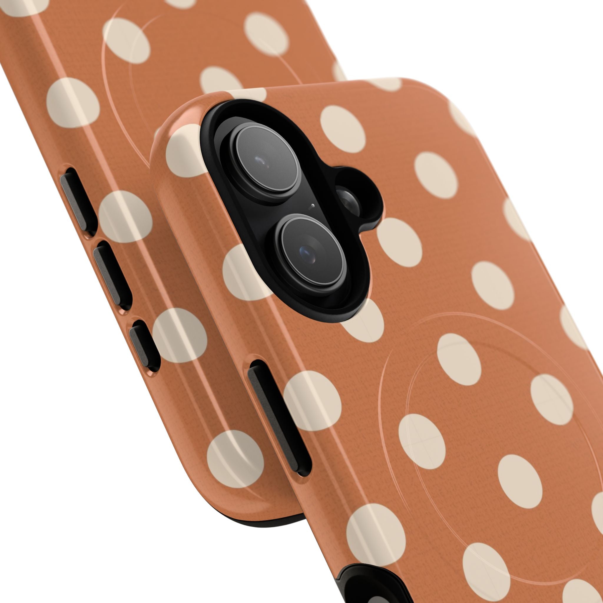 Cream & Terracotta Polka Dot Magnetic Phone Case by etchd, view 87