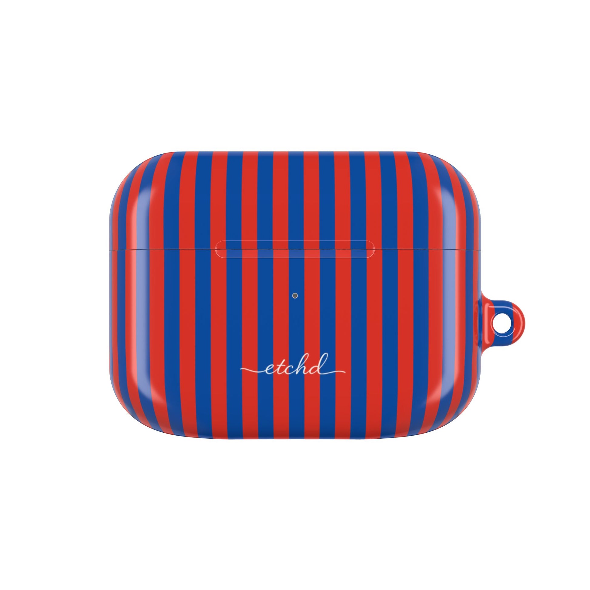 Cobalt & Poppy Striped AirPod Case by etchd