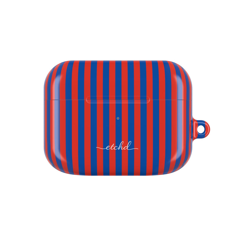 Cobalt & Poppy Striped AirPod Case by etchd