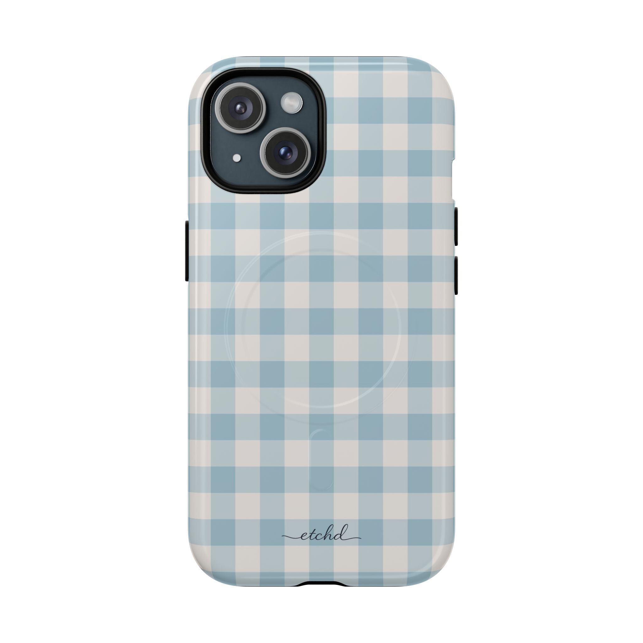 Cornflower Gingham Magnetic Phone Case by etchd, view 2