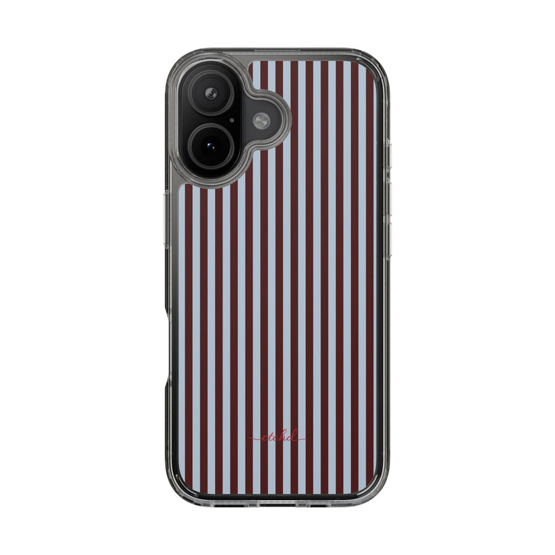Blue & Cherry Striped Clear Phone Case by etchd, view 35