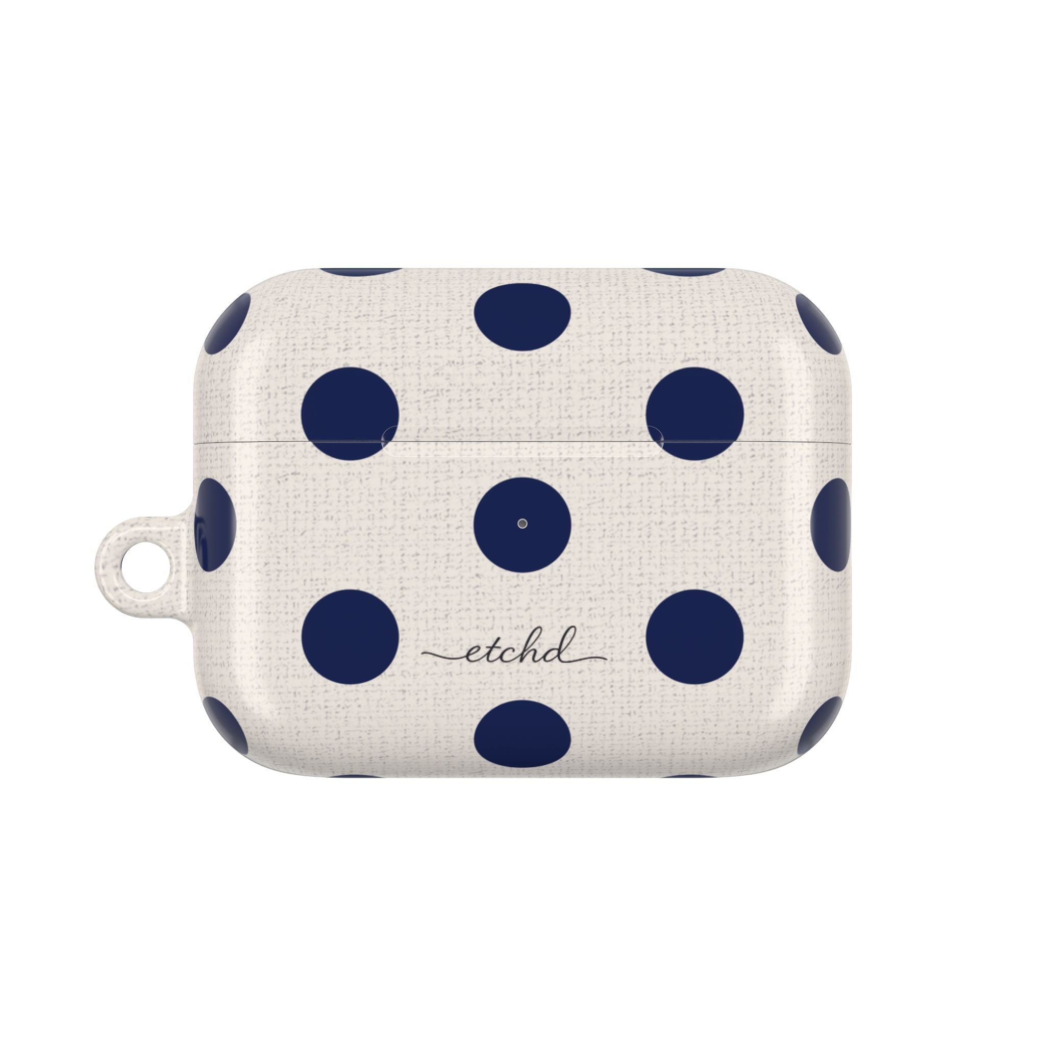 Navy & Cream Polka Dot AirPod Case by etchd, view 2