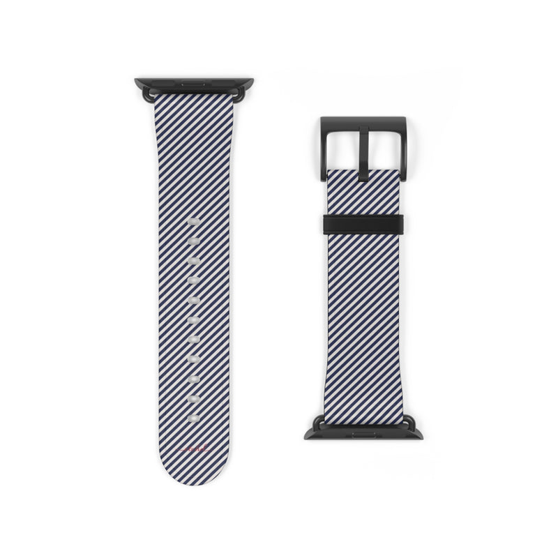 Navy & Cream Striped Diagonal Smartwatch Strap by etchd, view 9