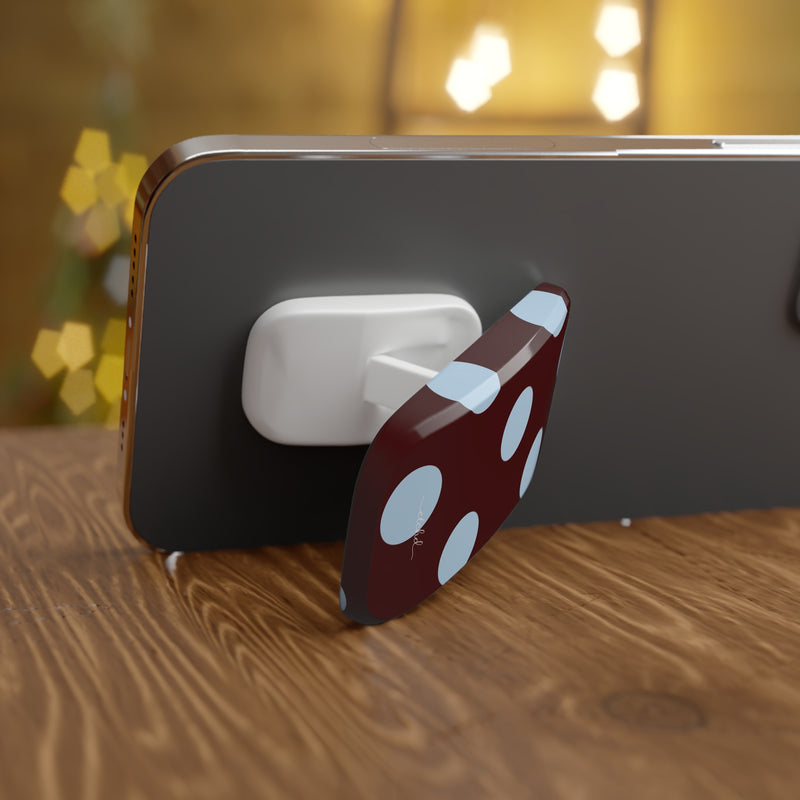 Cherry & Blue Polka Dot Click-On Phone Grip-zoom-