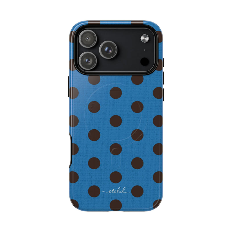 Espresso & Cerulean Polka Dot Magnetic Phone Case by etchd, view 31