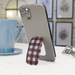 Blue & Cherry Gingham Click-On Phone Grip by etchd, view 3