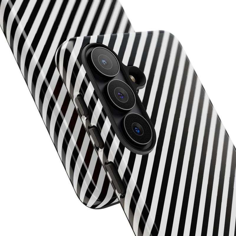 Black & White Striped Diagonal Phone Case by etchd, view 209