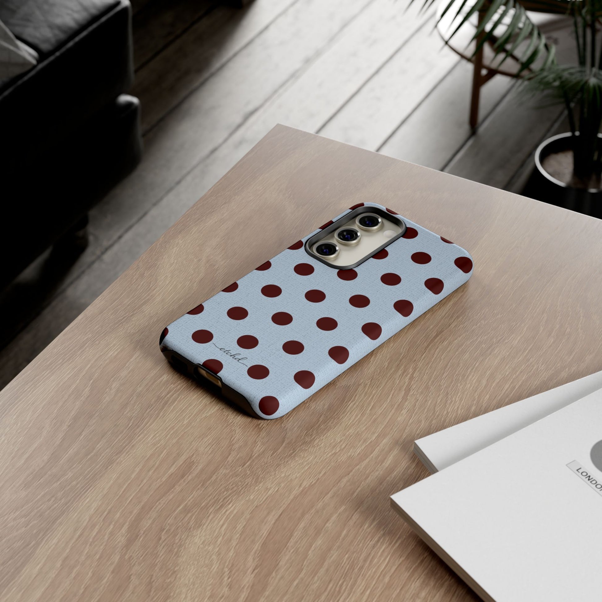 Blue & Cherry Polka Dot Phone Case by etchd, view 25