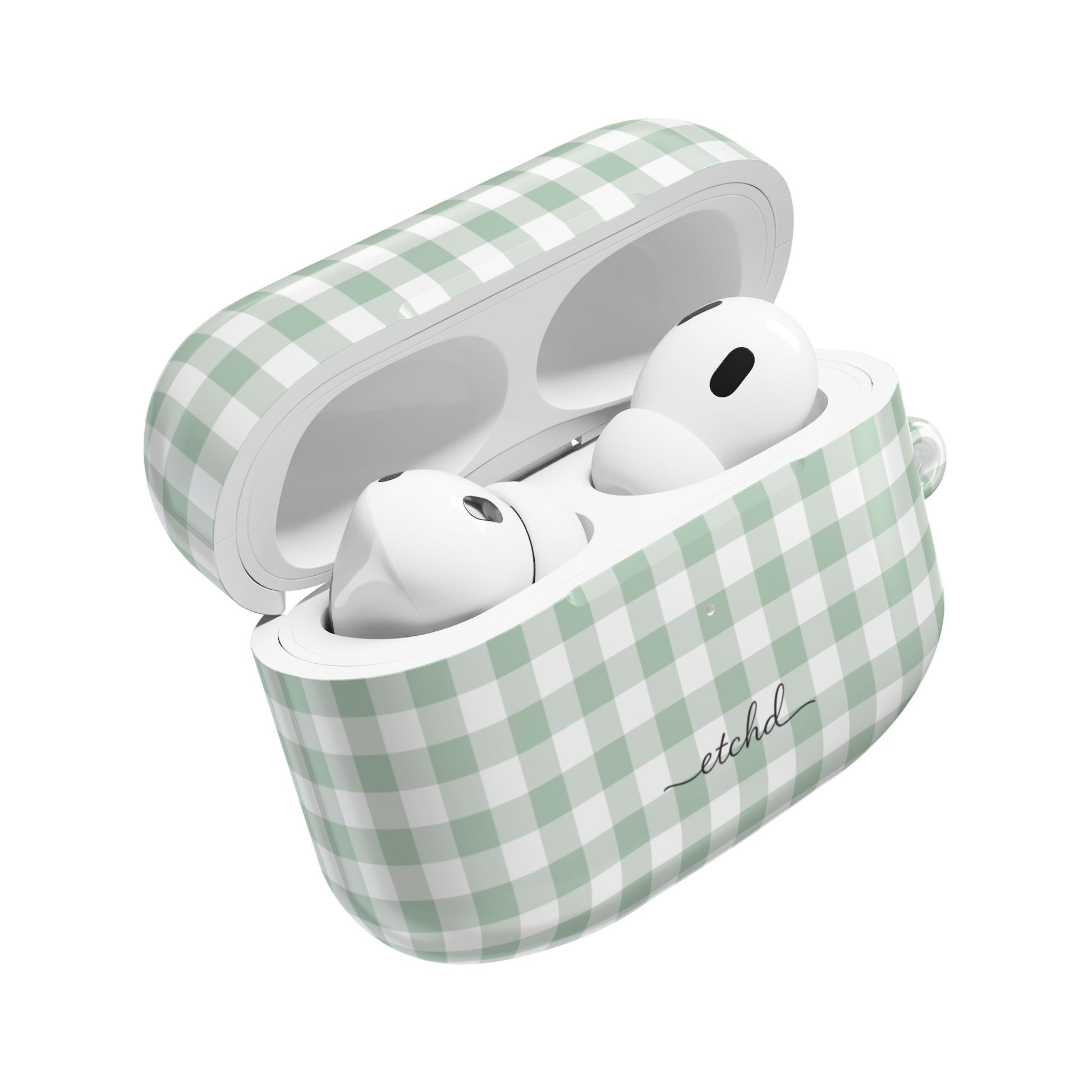Sage & White Gingham AirPod Case by etchd, view 9