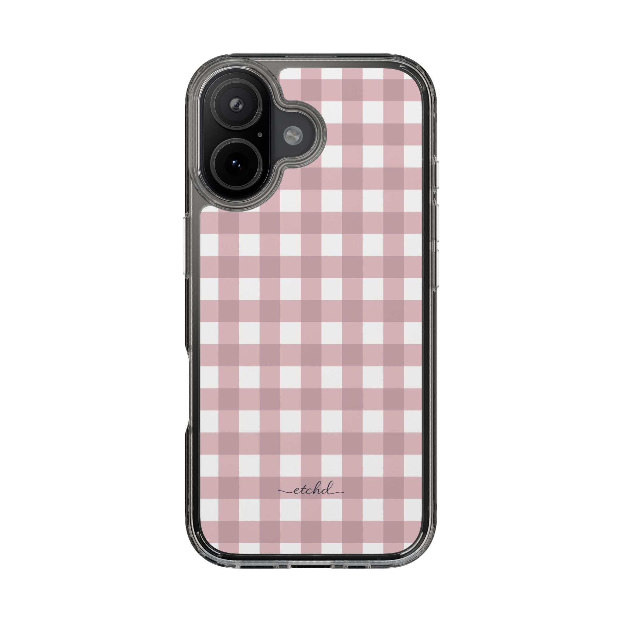 Pink & White Gingham Clear Phone Case by etchd, view 35