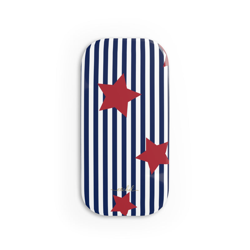 Blue Stripes & Red Stars Click-On Phone Grip-zoom-