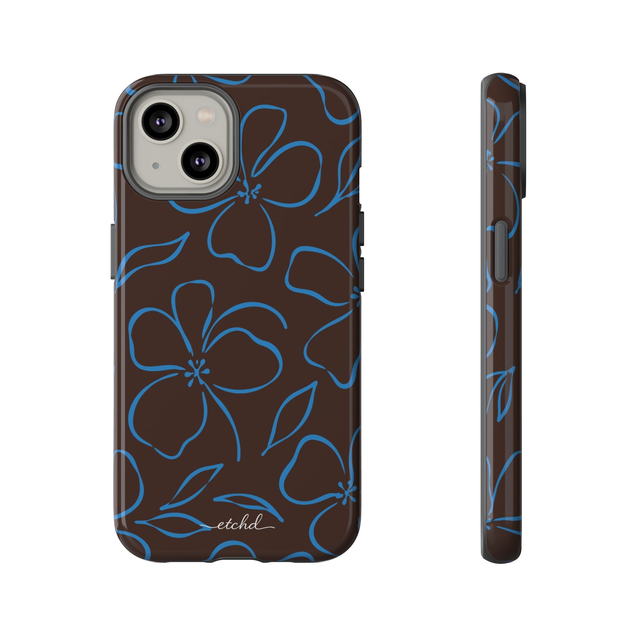 Espresso & Cerulean Floral Funda para móvil de etchd, vista 2
